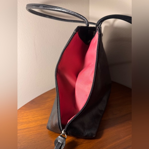 Vintage Hobo Black Leather Tote Bag - Picture 5 of 7